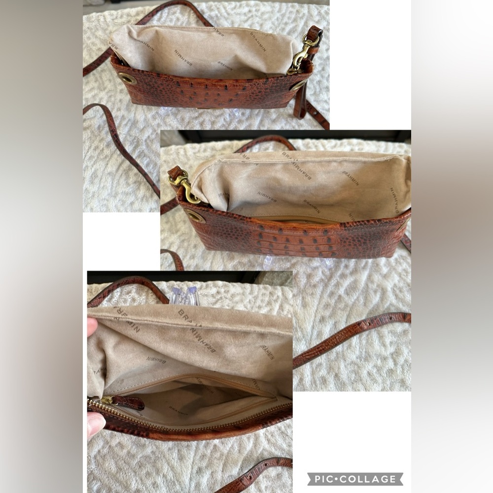✨Brahmin Wristlet Clutch in Melbourne Croc Embossed Leather Detachable strap - Picture 2 of 14
